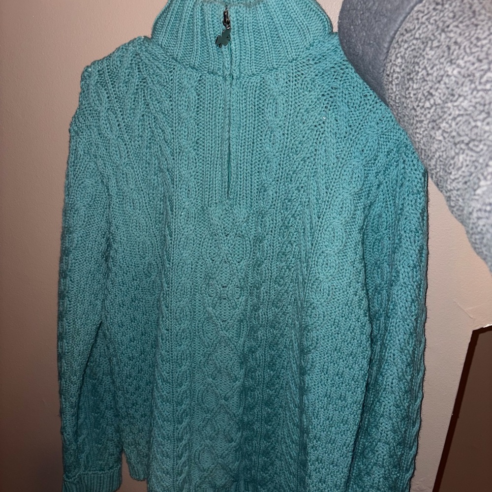 Aran Crafts Women’s Turquoise Cable Knit Sweater